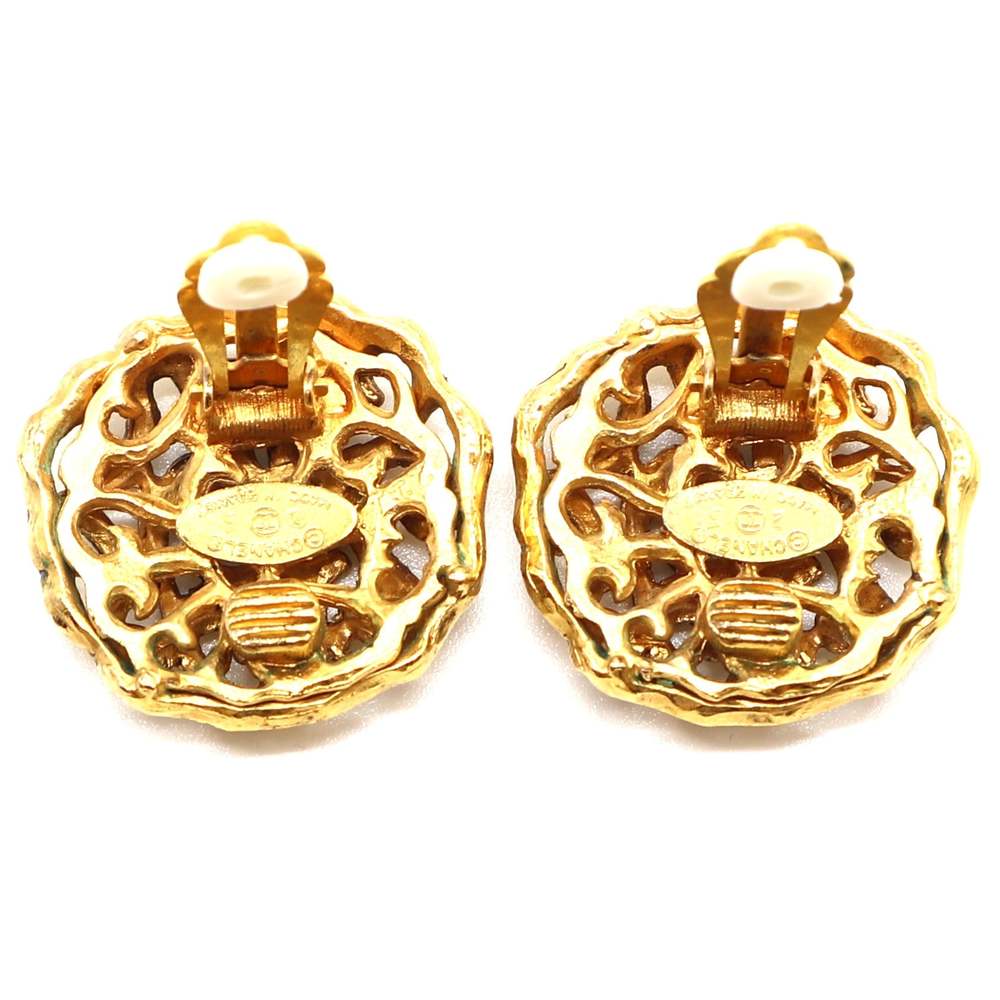 Chanel Gold Cutout CC Clip On Earrings - Picture 5 of 12